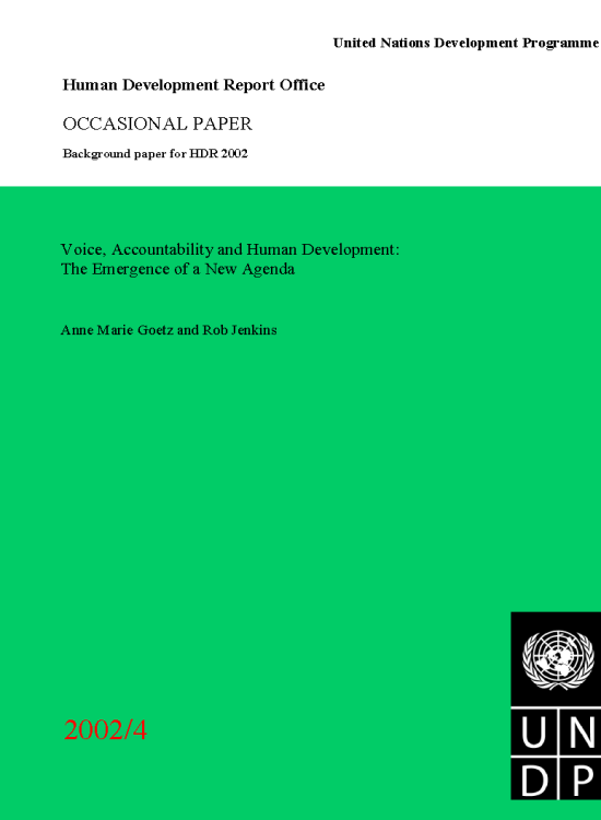 Publication report cover: Voice, Accountability and Human Development