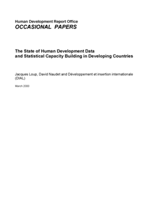 Publication report cover: The State of Human Development Data and Statistical Capacity Building in Developing Countries