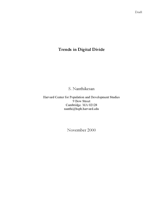 Publication report cover: Trends in Digital Divide