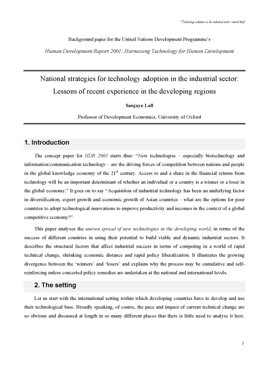 Publication report cover: National strategies for technology adoption in the industrial sector